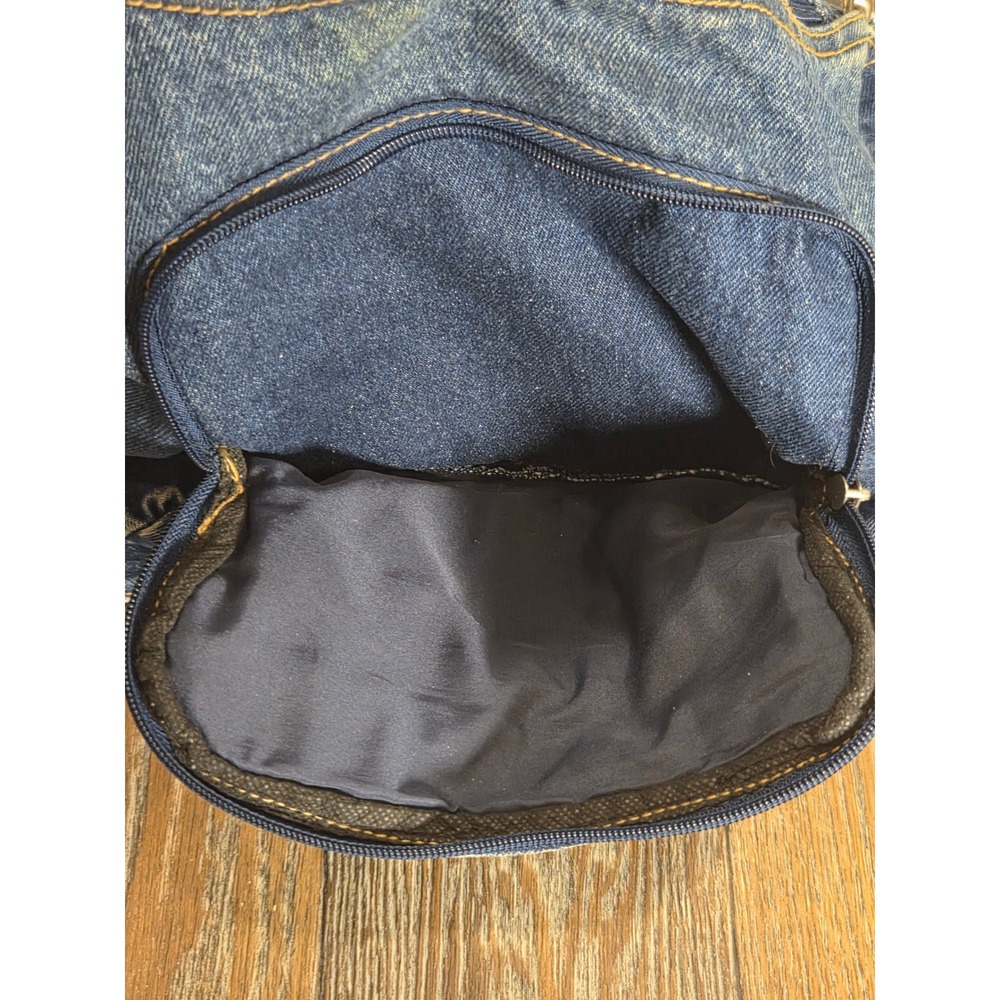Vintage Blue Denim Crossbody Bag Y2K Messenger Utility Shoulder Bag Multi-Pocket - Picture 5 of 5